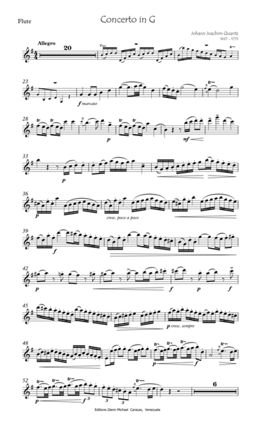Quantz Concerto in G for flute by Johann Joachim Quantz Flute Solo - Digital Sheet Music