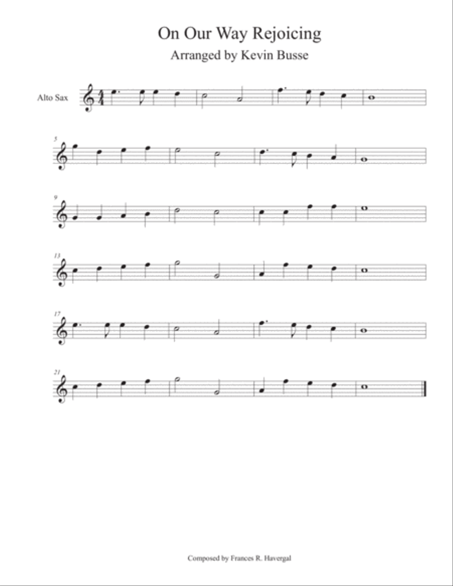 On Our Way Rejoicing (Easy key of C) - Alto Sax Alto Saxophone scores gallery preview page 1