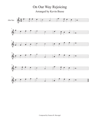 On Our Way Rejoicing (Easy key of C) - Alto Sax