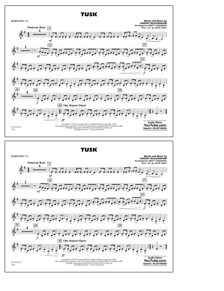 Tusk (arr. Matt Conaway) - Baritone T.C. Baritone Horn TC scores gallery preview page 1