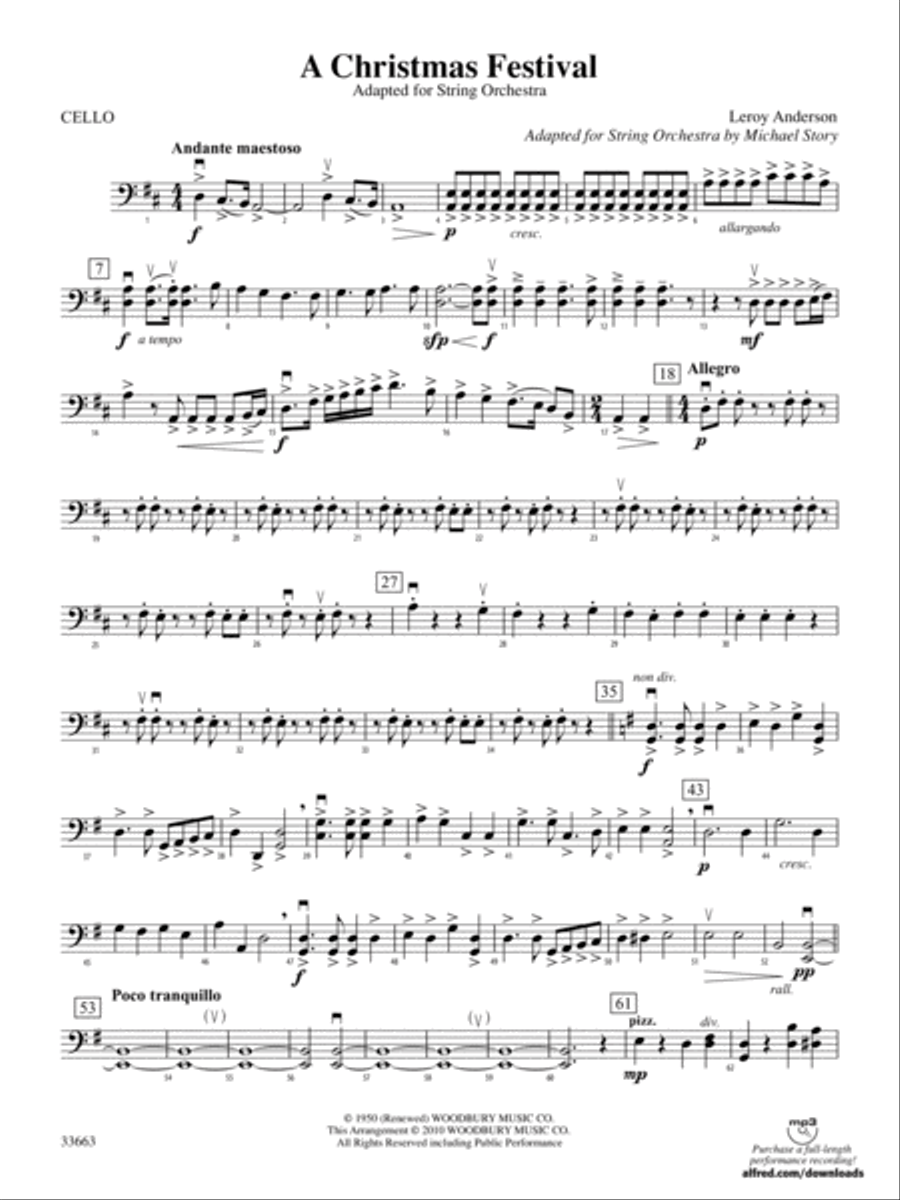 A Christmas Festival: Cello String Orchestra scores gallery preview page 1