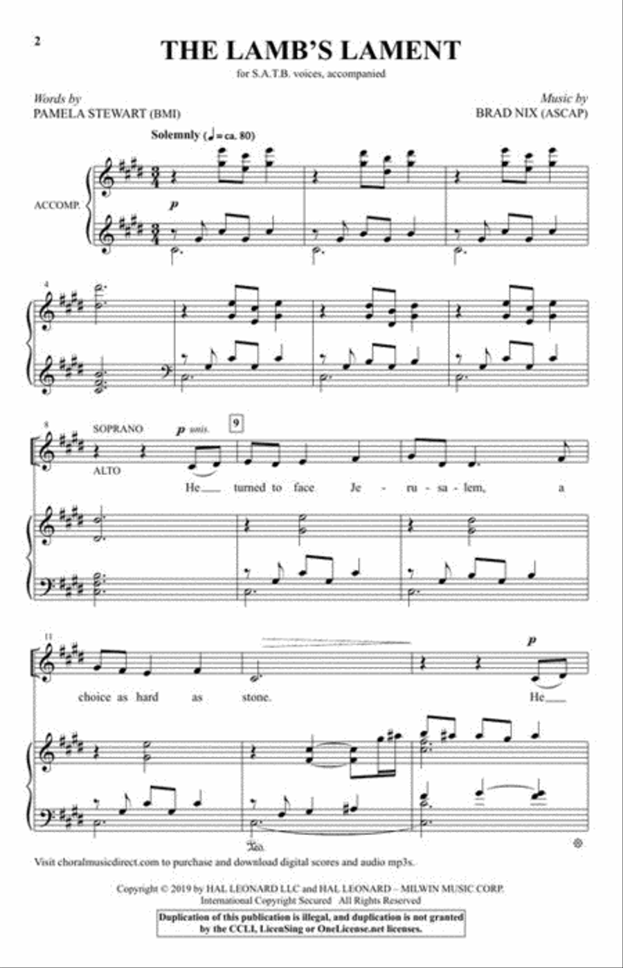 The Lamb's Lament 4-Part scores gallery preview page 3