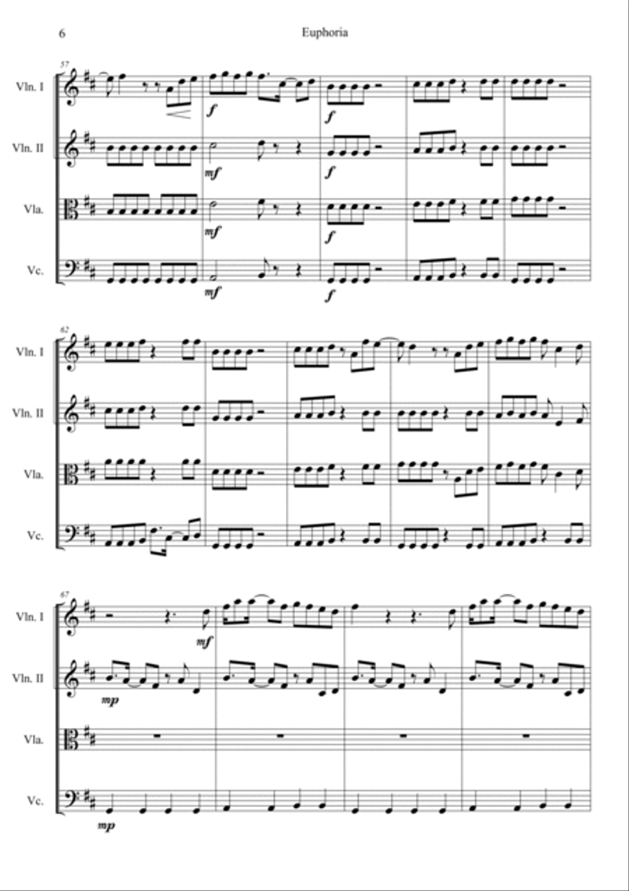 Euphoria Euphoria String Quartet scores gallery preview page 6