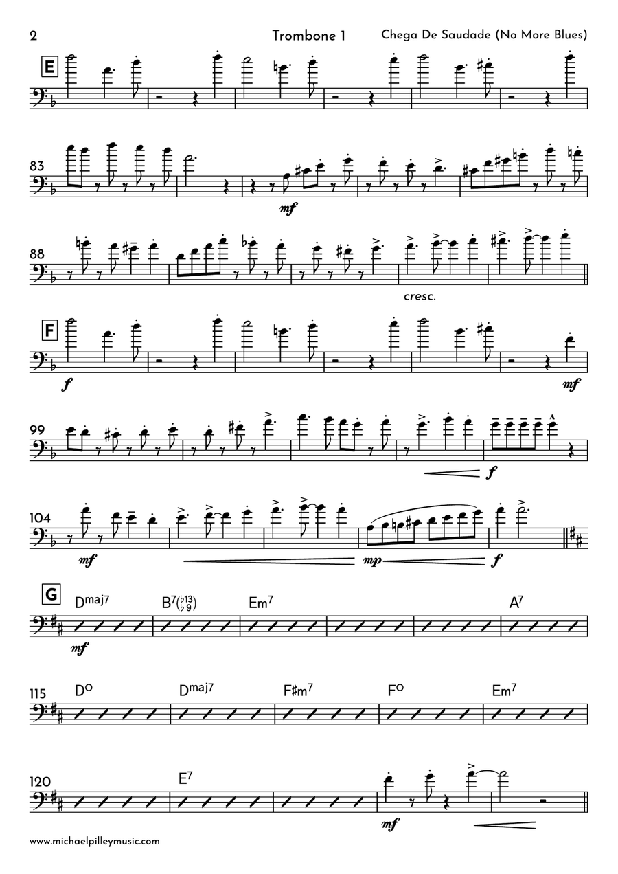 Chega De Saudade (no More Blues) Brass Ensemble scores gallery preview page 3