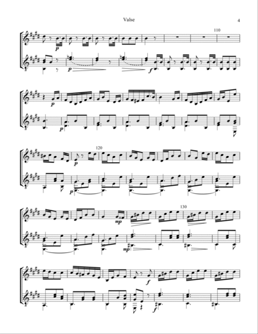 Valse / Waltz Op. 34 for violin and guitar String Duet scores gallery preview page 5