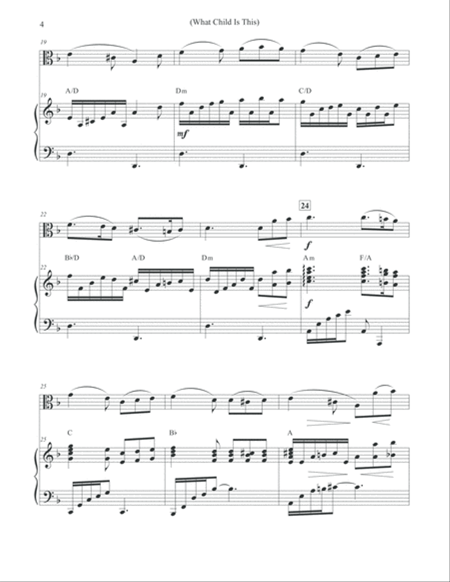 What Child Is This - Christmas Viola & Piano Viola scores gallery preview page 4