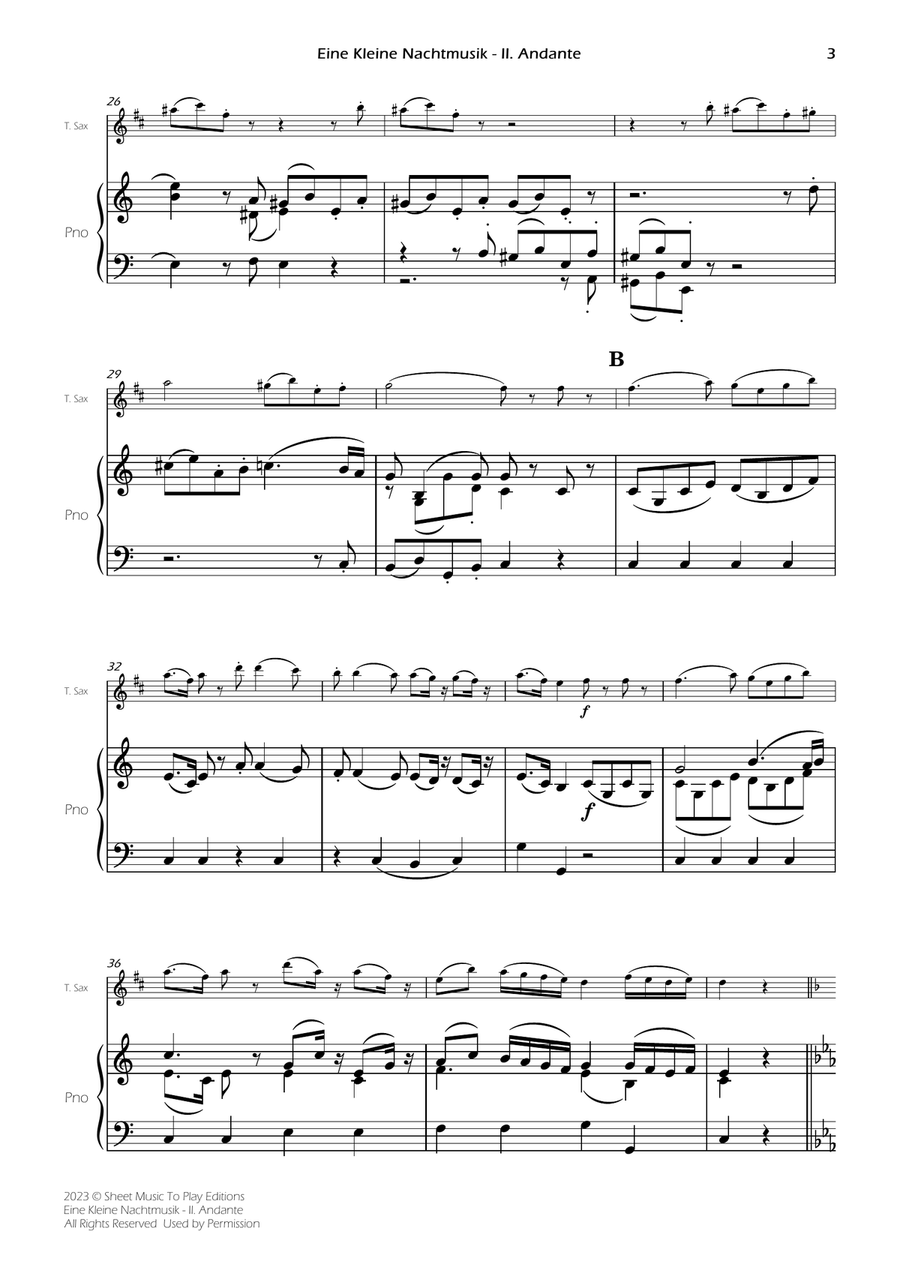 Eine Kleine Nachtmusik (2 mov.) - Tenor Sax and Piano (Full Score and Parts) Tenor Saxophone scores gallery preview page 5