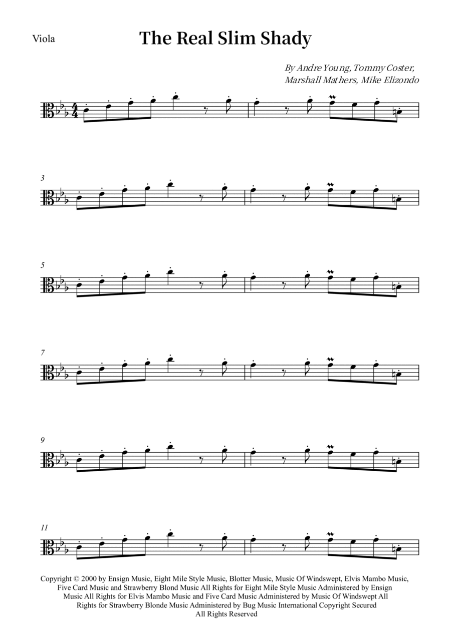 The Real Slim Shady Viola Solo scores gallery preview page 1