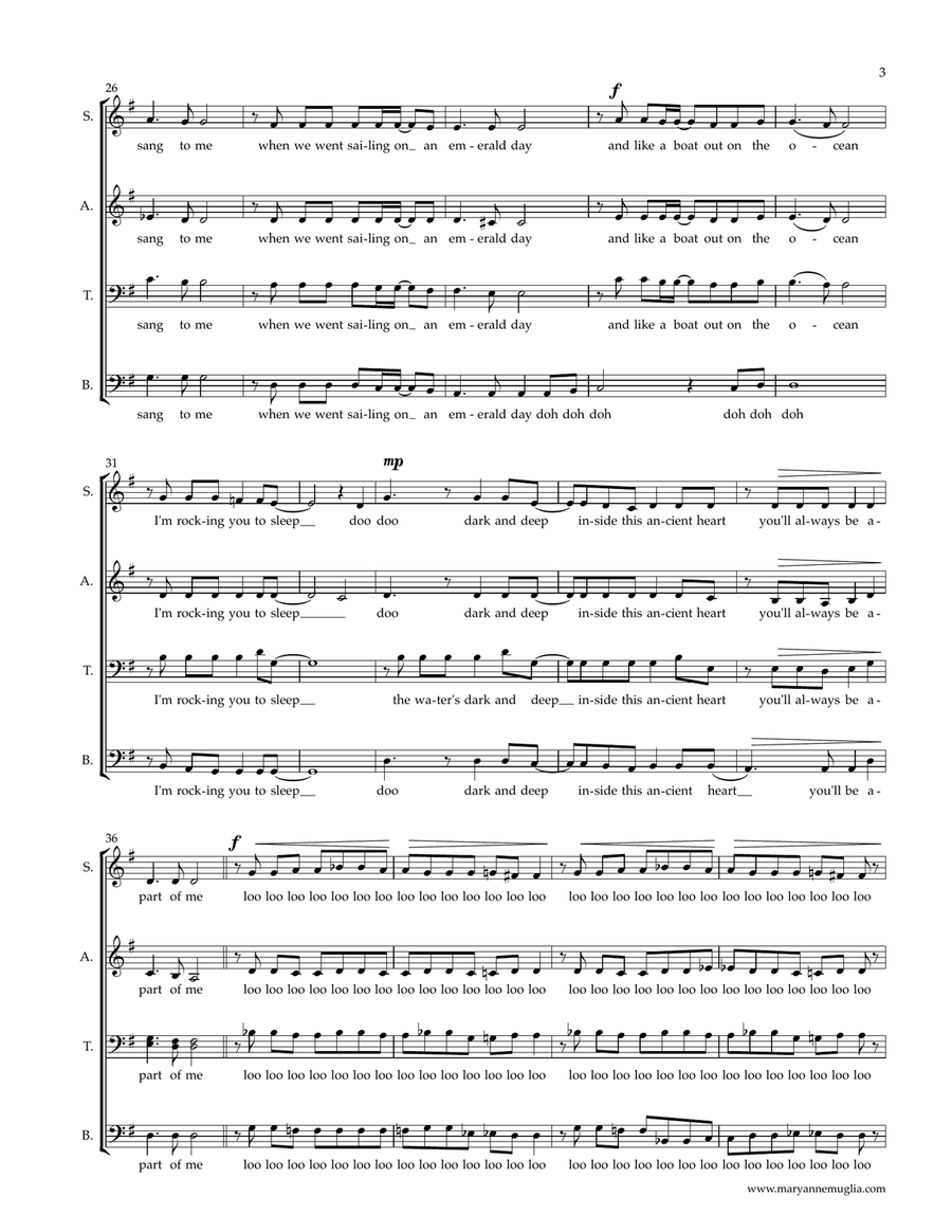 Lullabye (goodnight, My Angel) 4-Part scores gallery preview page 3