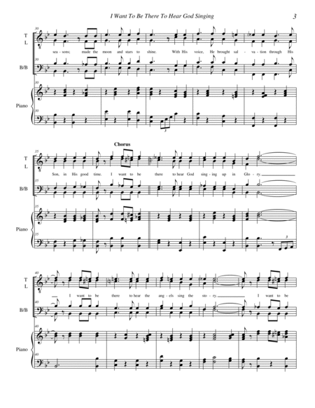 I WANT TO BE THERE TO HEAR GOD SINGING - SATB with piano accompanyment. image number null