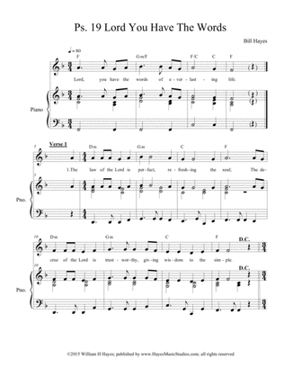 Psalm 19: Lord You Have The Words (Easter Vigil, 6th psalm, piano/vocal)