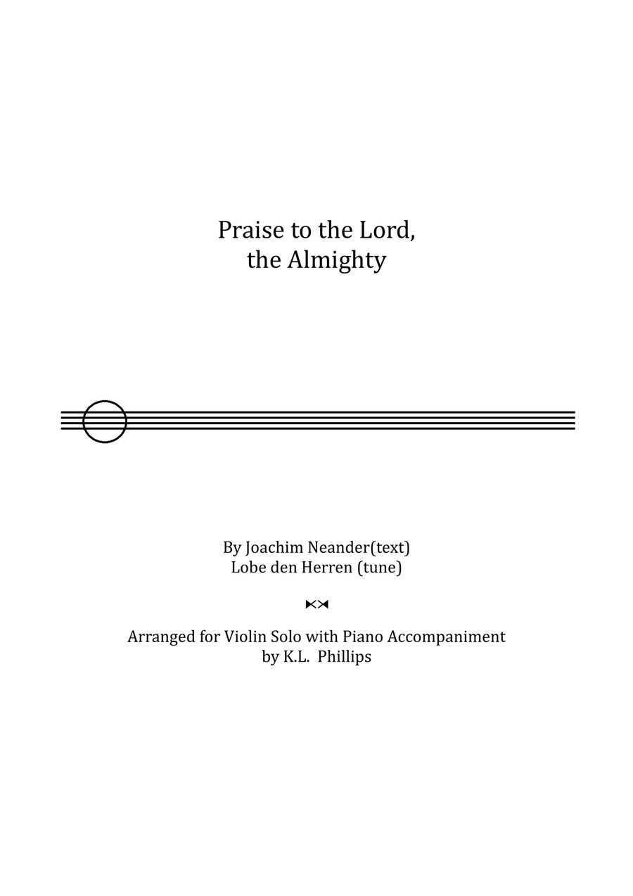 Praise to the Lord, the Almighty - Violin Solo with Piano Accompaniment Violin Solo scores gallery preview page 1