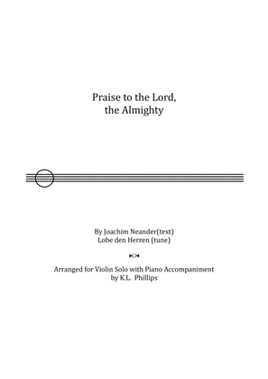 Book cover for Praise to the Lord, the Almighty - Violin Solo with Piano Accompaniment