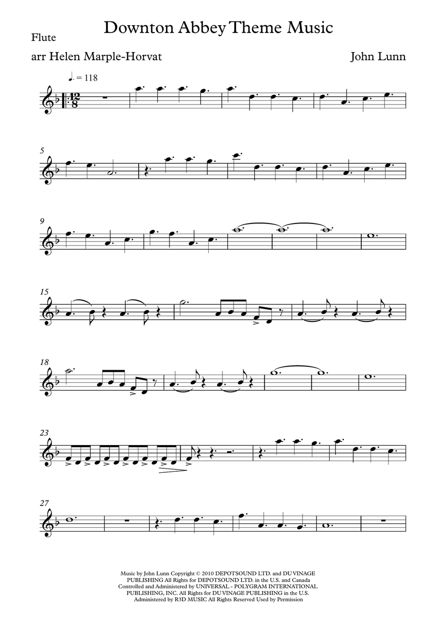 Downton Abbey (theme) Flute Solo scores gallery preview page 3
