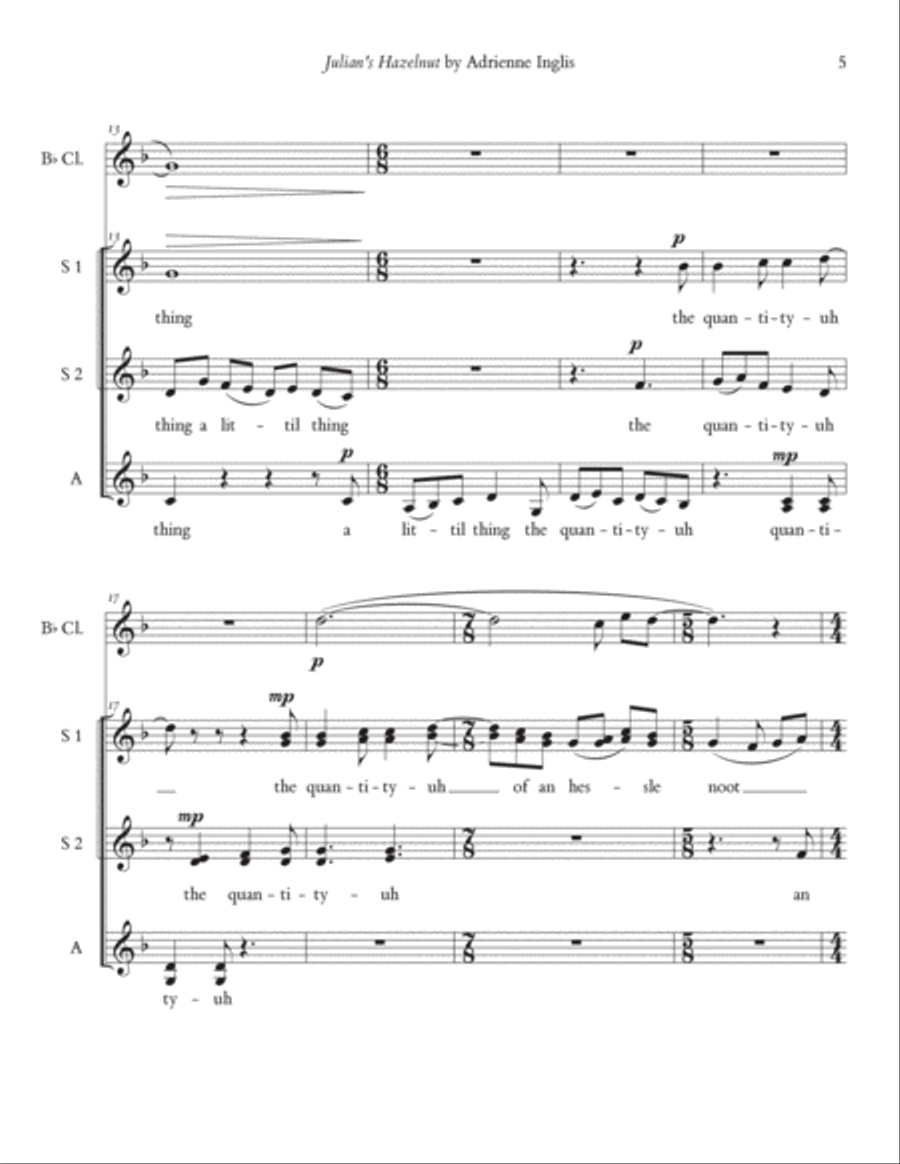 Julian's Hazelnut for SSAA and B flat clarinet SSAA scores gallery preview page 5
