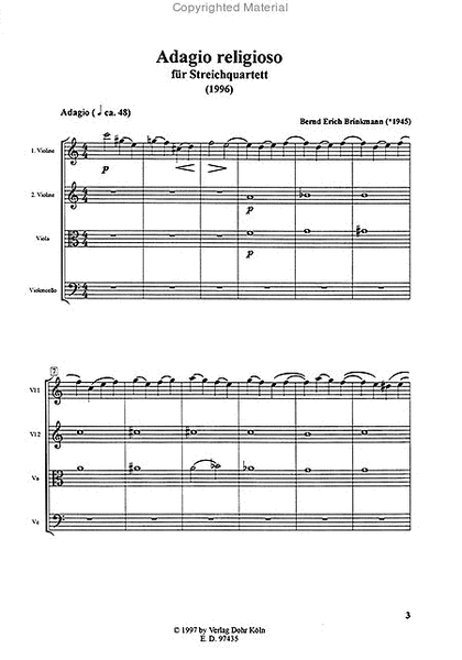 Adagio religioso für Streichquartett (1996)