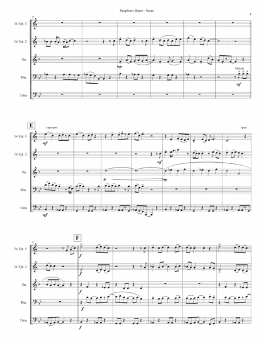 Raspberry Beret Brass Ensemble scores gallery preview page 3