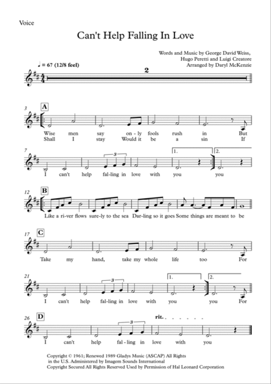 Can't Help Falling In Love Jazz Ensemble scores gallery preview page 2