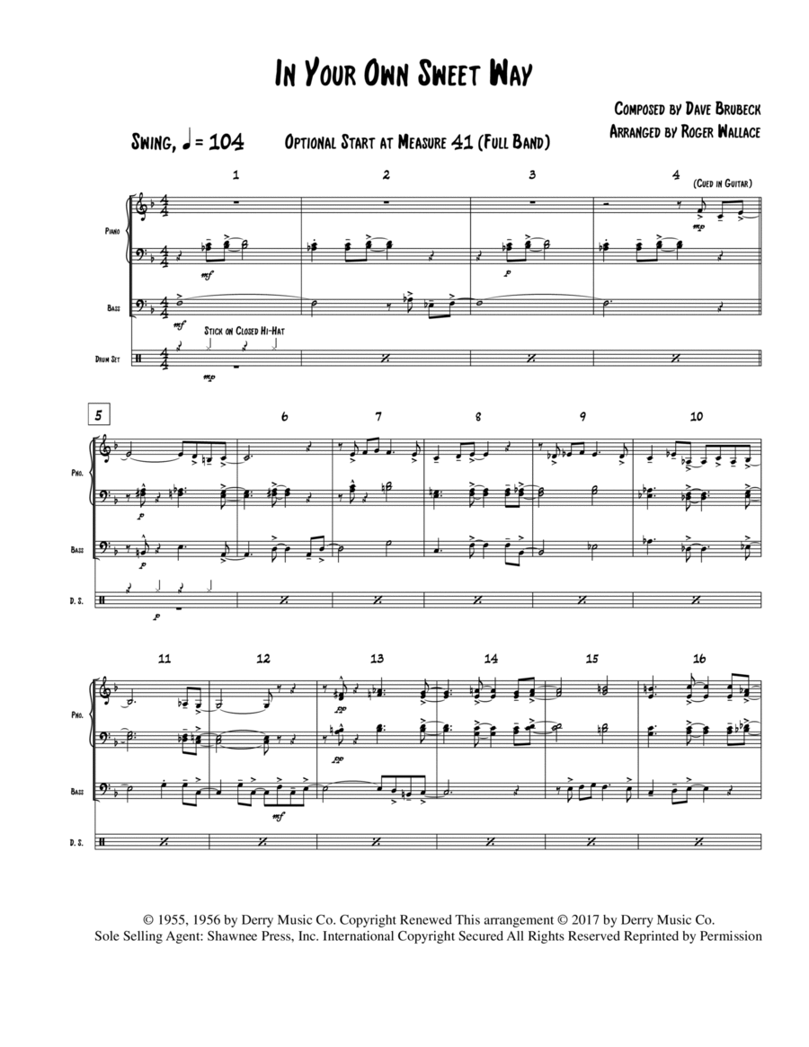In Your Own Sweet Way Jazz Ensemble scores gallery preview page 1