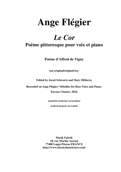Ange Flégier: Le Cor for bass voice and piano