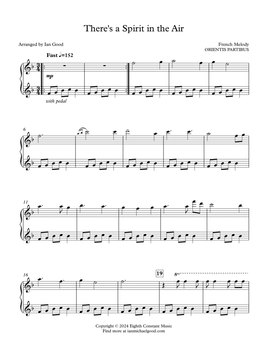 There's a Spirit in the Air (new age piano) Piano Solo scores gallery preview page 1