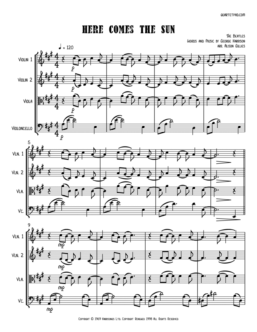 Here Comes The Sun String Trio scores gallery preview page 1