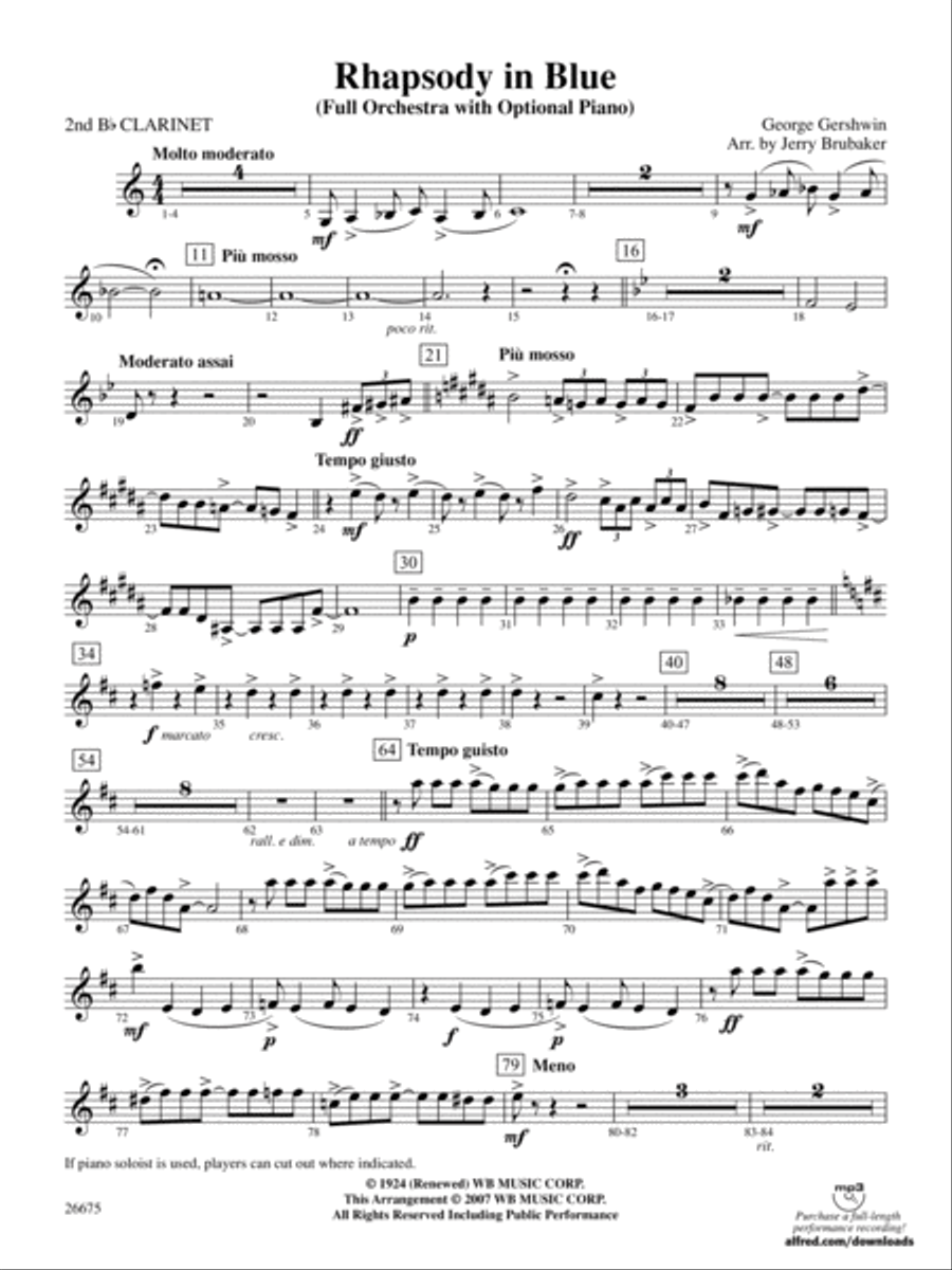 Book cover for Rhapsody in Blue: 2nd B-flat Clarinet