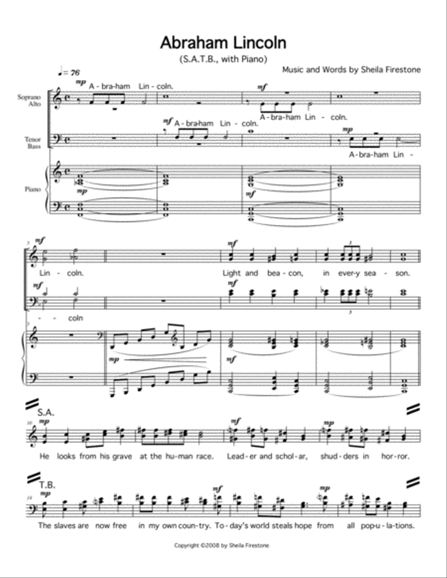 Abraham Lincoln Abraham Lincoln 4-Part scores gallery preview page 1
