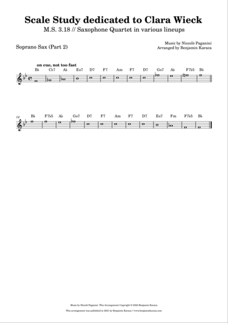 Scale Study dedicated to Clara Wieck, M.S. 3.18 Saxophone Quartet scores gallery preview page 5