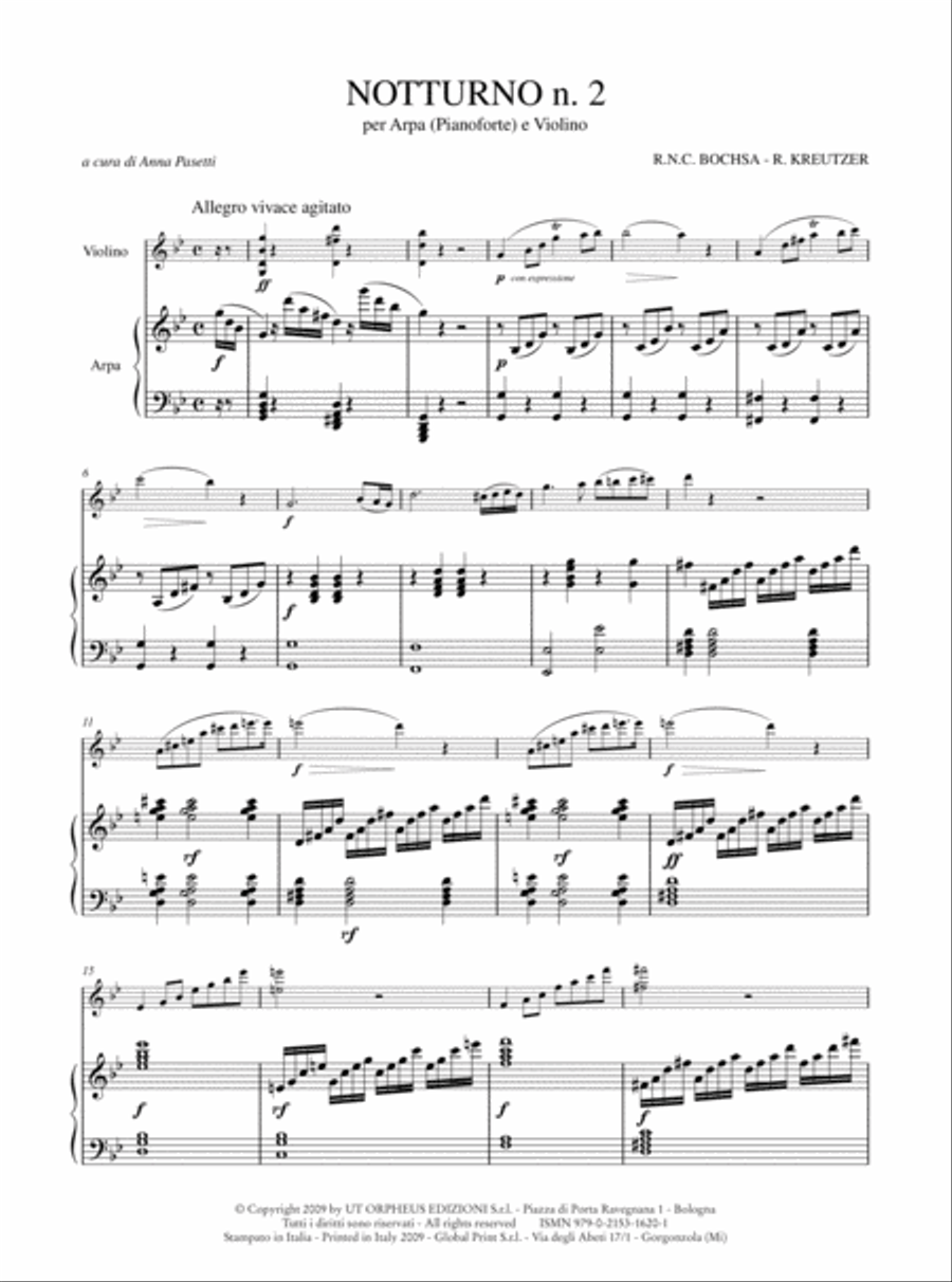 Nocturne No. 2 for Harp (Piano) and Violin Harp scores gallery preview page 2