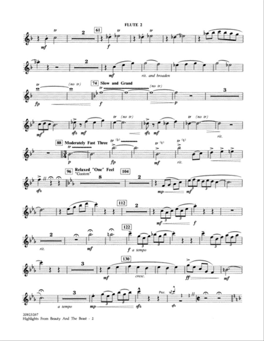 Highlights from Beauty and the Beast - Flute 2 Flute scores gallery preview page 2