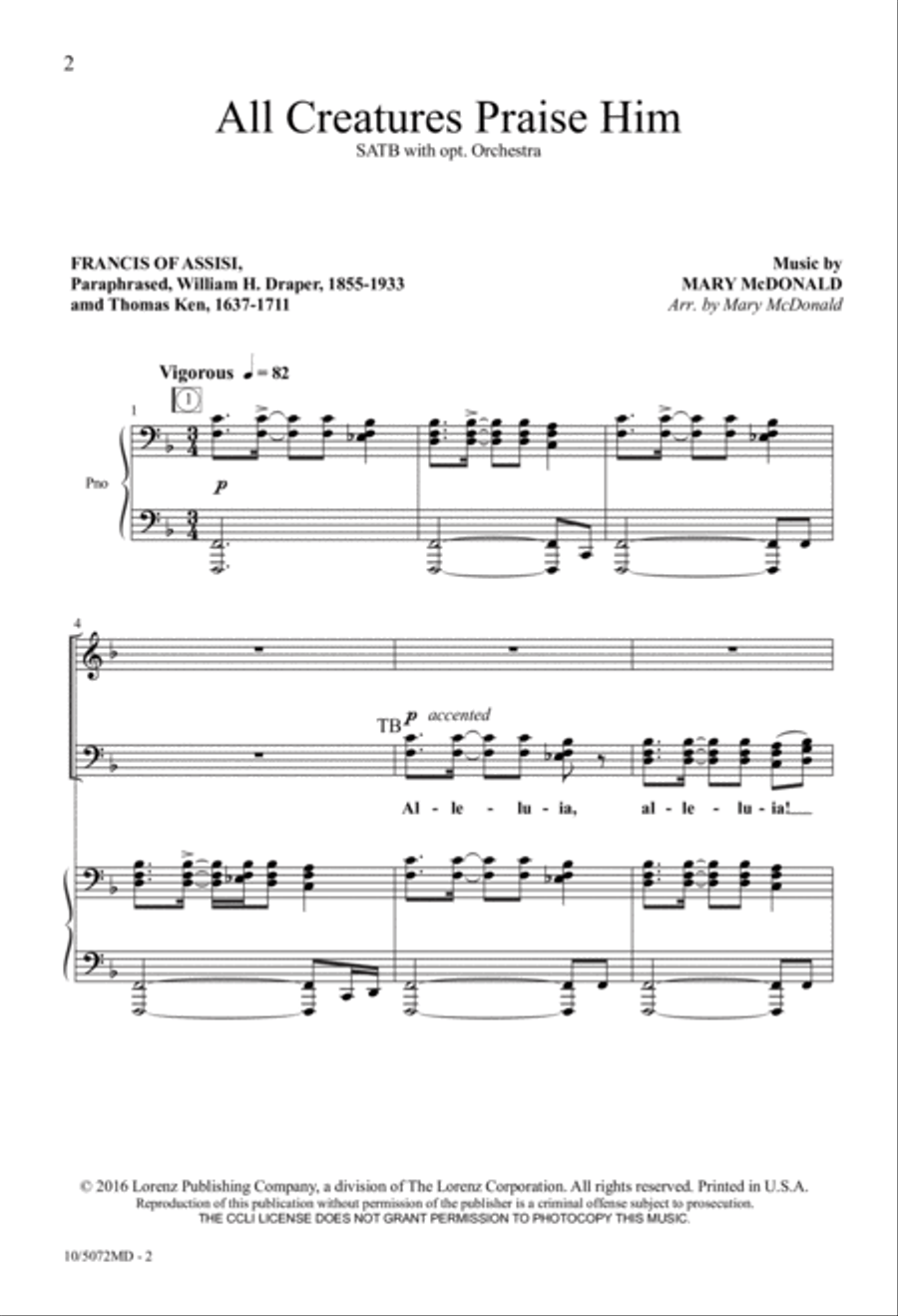 All Creatures Praise Him 4-Part scores gallery preview page 2