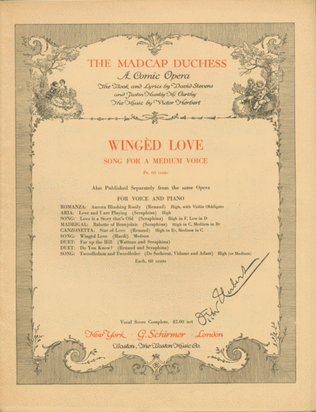 Winged Love. Song For a Medium Voice