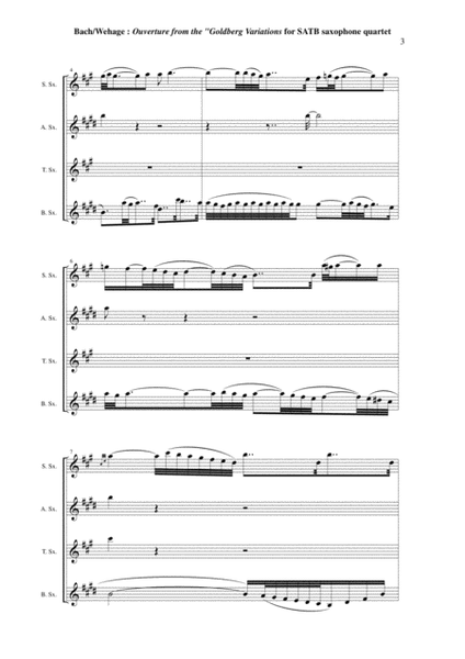 J.S. Bach: Ouverture from the Goldberg Variations, arranged for SATB saxophone quartet