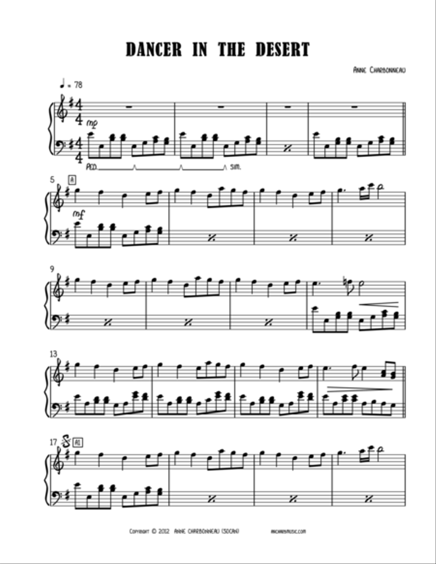 Dancer in the Desert Piano Solo scores gallery preview page 1