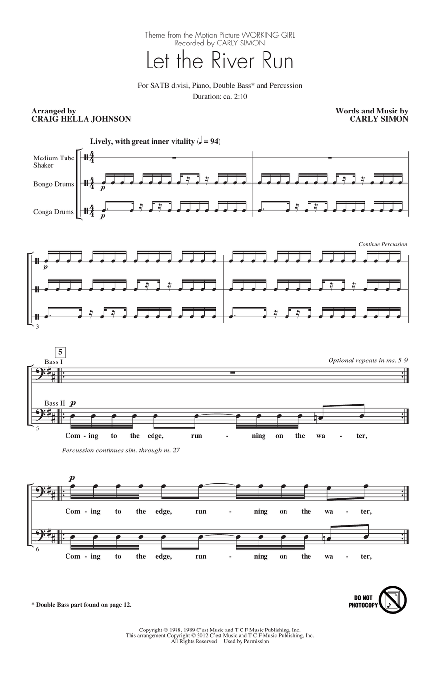 Let The River Run (arr. Craig Hella Johnson) 4-Part scores gallery preview page 1