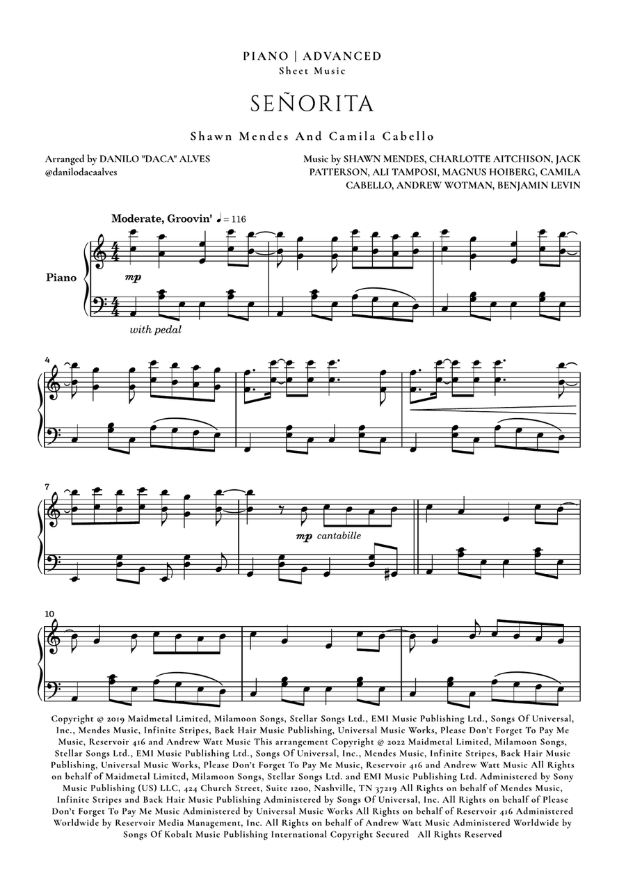 Señorita Piano Solo scores gallery preview page 1