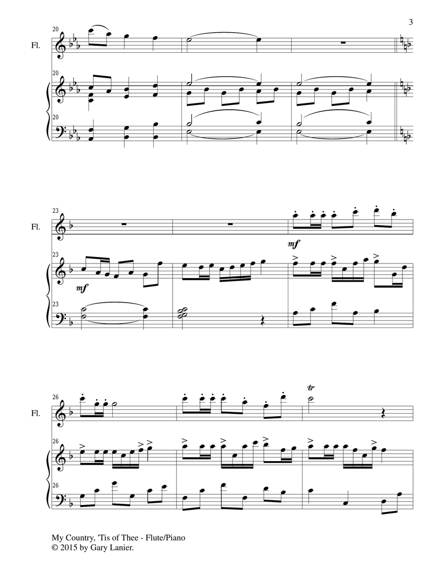 MY COUNTRY, ‘TIS OF THEE (Duet – Flute and Piano/Score and Parts) Woodwind Duet scores gallery preview page 4
