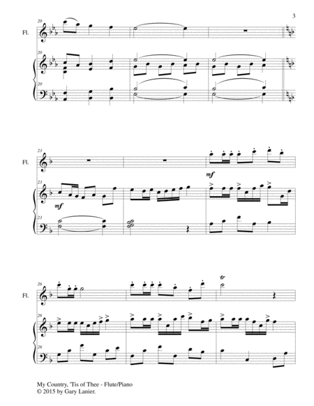 MY COUNTRY, ‘TIS OF THEE (Duet – Flute and Piano/Score and Parts) image number null