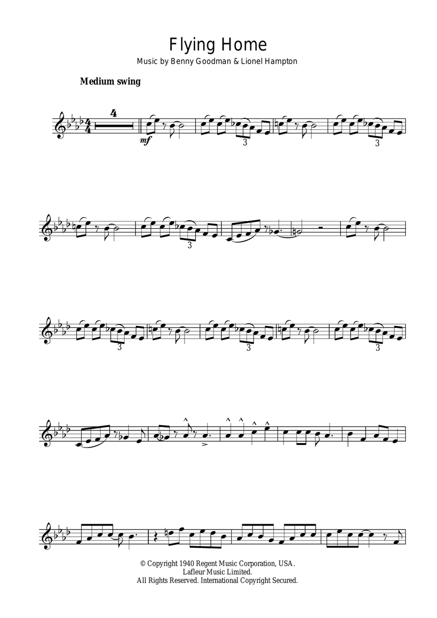 Flying Home Flying Home Tenor Saxophone scores gallery preview page 1