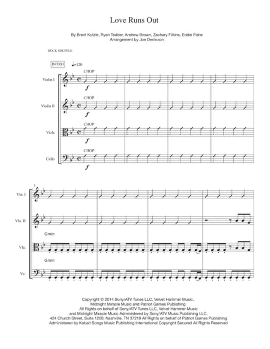 Love Runs Out String Quartet scores gallery preview page 1