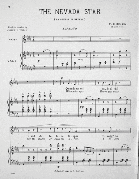 The Nevada Star (La Stella di Nevada). Waltz Song