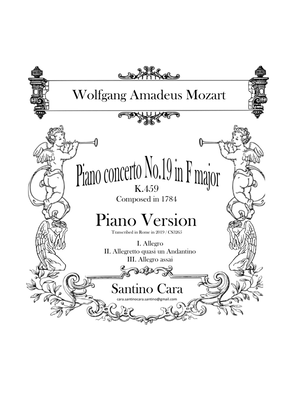 Book cover for Mozart - Piano Concerto No.19 in F major K.459 - Piano Version