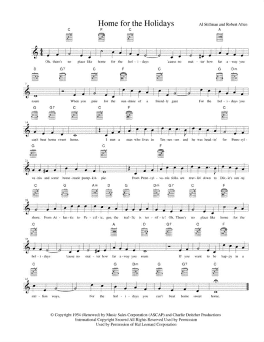 (There's No Place Like) Home For The Holidays Piano, Vocal, Guitar scores gallery preview page 1