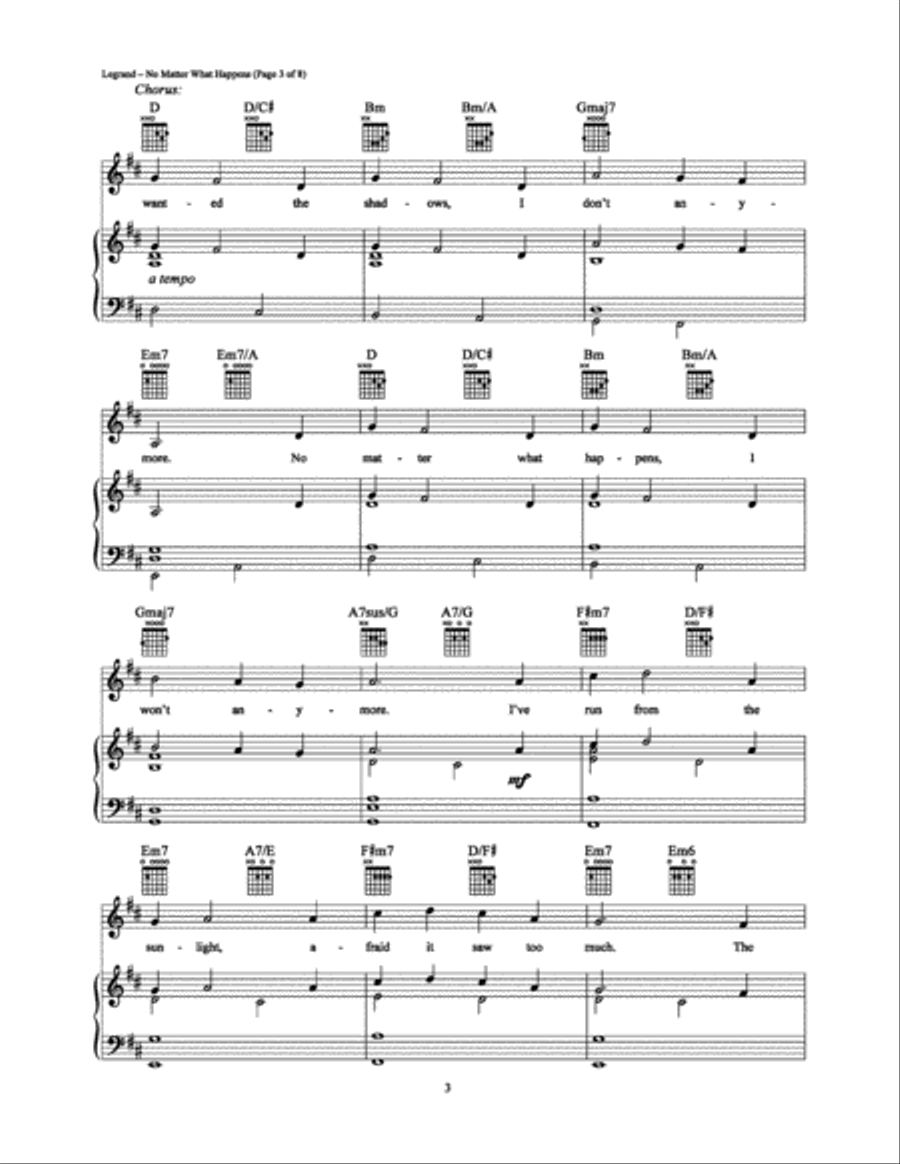 No Matter What Happens Piano, Vocal, Guitar scores gallery preview page 3