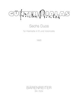 Sechs Duos for Clarinet in B flat and Violoncello