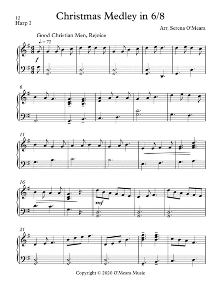 Christmas Medley in 6/8, Harp I Celtic Harp scores gallery preview page 2