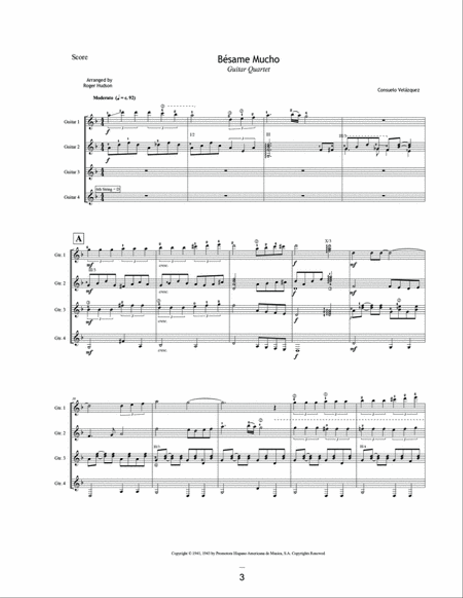 Bésame Mucho Bésame Mucho Guitar Ensemble scores gallery preview page 3