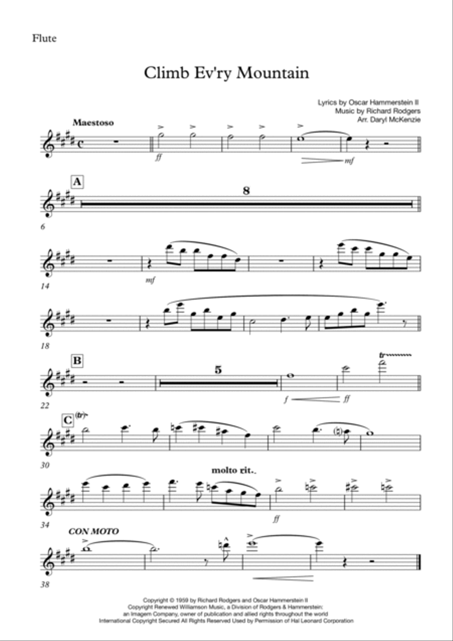 Climb Ev'ry Mountain Clarinet scores gallery preview page 6