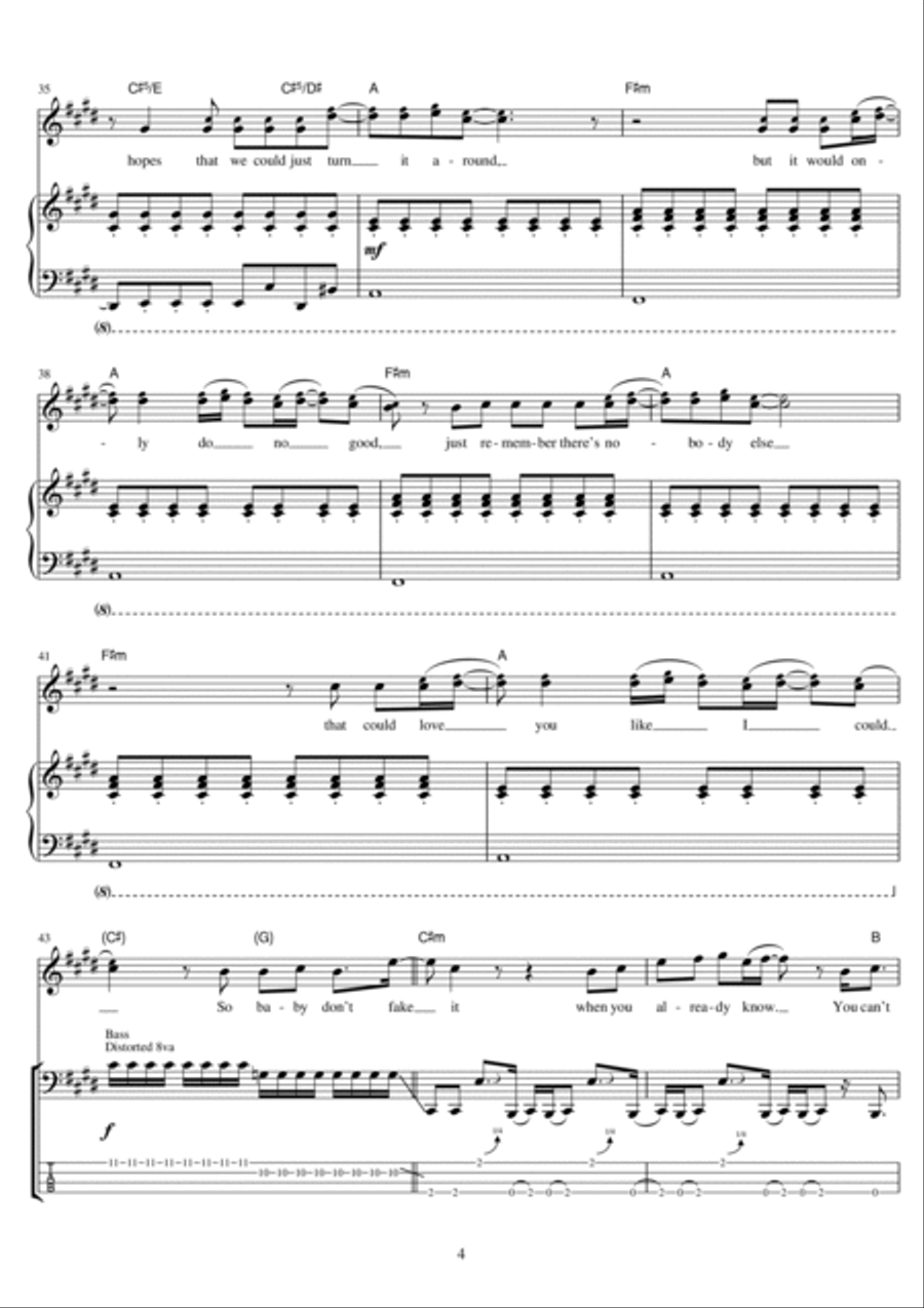 Hole In Your Heart Guitar Tablature scores gallery preview page 4